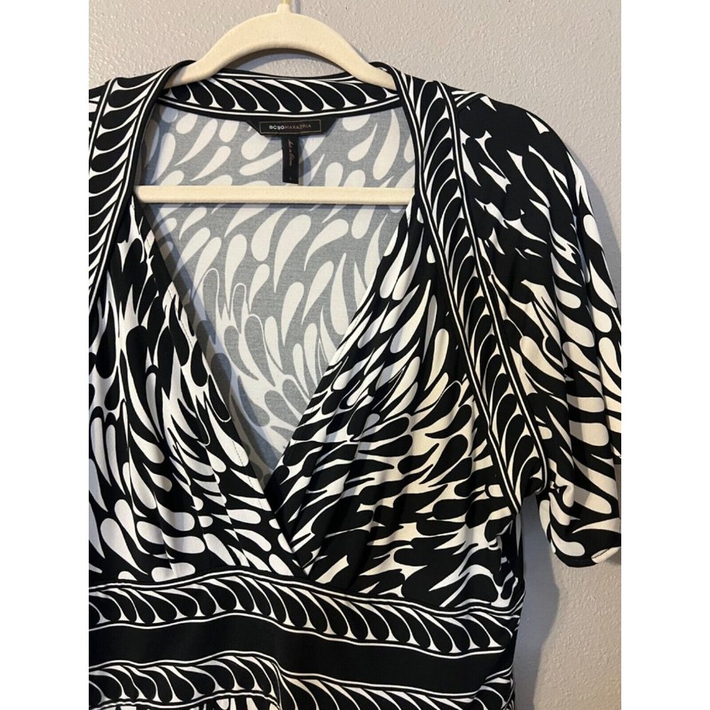 BCBGMaxAzria Dress L Large Black Ivory Stretch Washable Career Church - Picture 9 of 11